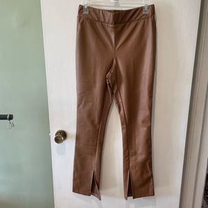 NWOT Vegan leather split hem leggings
